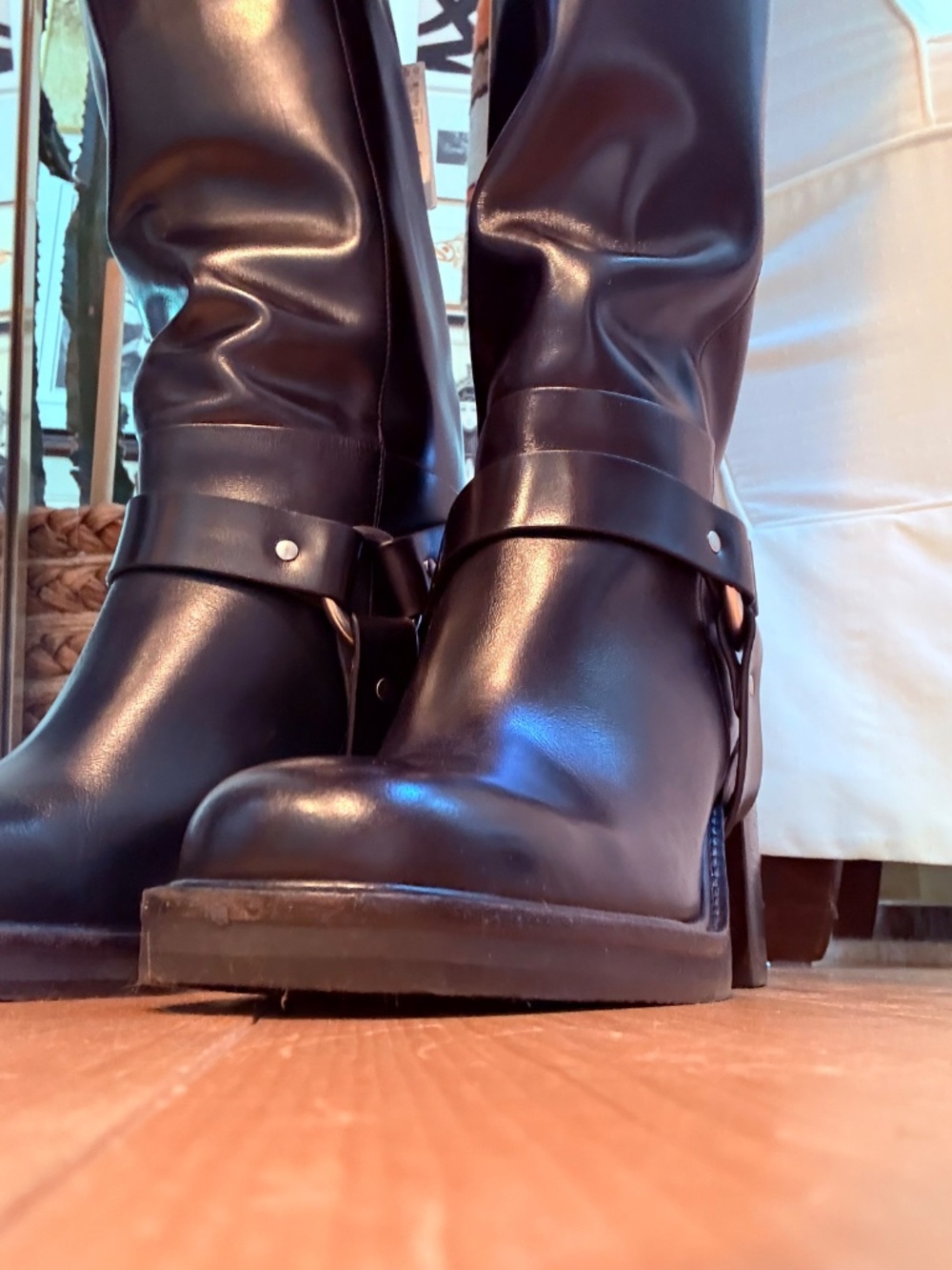 Zara size 40 new with tags black leather heeled biker boots - Picture 2 of 5